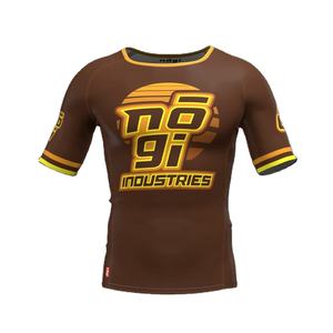 OEM personalizado de fábrica BJJ Rash Guard manga corta No Gi Grappling MMA parte superior de compresión con impresión por sublimación Anti-UV secado rápido - Product Image 5