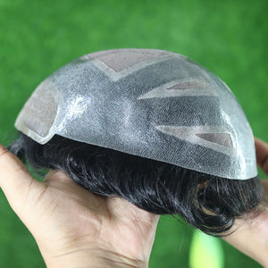 Tupé de Cabello Humano Remy Europeo 100% para Hombre, Tejido a Mano, Ondulado Natural, Textura Rizada y Lisa, Base de Encaje PU Transpirable, Estilo Fino - Product Image 1