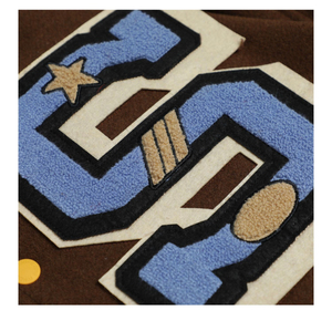 แจ็กเก็ตเบสบอลบอมเบอร์สำหรับผู้ชายเสื้อแจ็กเก็ตเบสบอลลายปักโลโก้ตัวอักษรทีมตัวแทน - Product Image 3