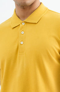 Polo de manga corta amarillo para hombre, de algodón suave tela transpirable, ajuste inteligente moderno para ropa informal, logotipo personalizado OEM disponible - Product Image 5
