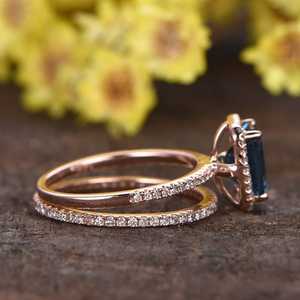 Anillo de compromiso de piedras preciosas de oro sólido de 14K con Topacio Azul de Londres, joyería de promesa de diamante para mujer al mejor precio, la mejor oferta - Product Image 3