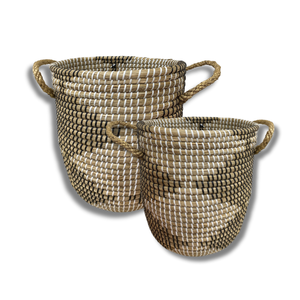 Panier à linge artisanal en jonc de mer du Vietnam – Élégant et fonctionnel, organisateur de linge, meilleure offre, personnalisable - Product Image 1