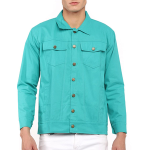 Veste en jean extensible pour homme, couleur unie, streetwear, manches longues, décontractée, boutonnée, légère, respirante, écologique pour - Product Image 1