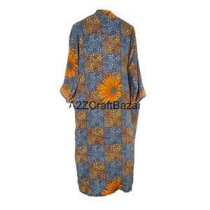 Vestido Largo de Verano para Mujer, Estilo Vintage, Elegante, de Seda, Cuello en V, Cierre con Cordón, Secado Rápido, Transpirable, con Parches Frontales Tejidos - Product Image 3
