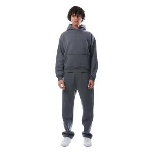Survêtements décontractés slim fit pour hommes, en coton, imprimés, avec un effet délavé, ensembles de survêtements à capuche, lavés à l'acide, lourds, écologiques - Product Image 1