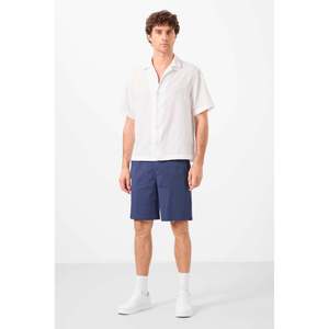TOMMYLIFE Short chino tissé léger et flexible pour homme - Vêtement d'été décontracté et confortable en bleu marine et gris - Product Image 4
