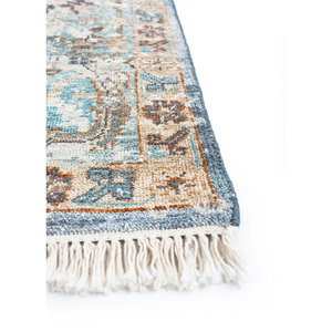 Alfombra Afgana de Lana Tejida a Mano, Color Marfil, con Patrón de Medallón, para Uso Doméstico - EA-1505 - Product Image 4