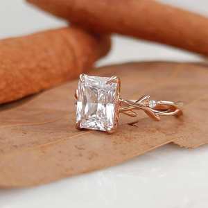 Anillo de Rama de Árbol con Diamante Cultivado en Laboratorio, Corte Radiante de 2.02CT, Oro Amarillo de 14K, Certificado IGI, Regalo de Lujo para Mujer, Compromiso, Propuesta de Matrimonio - Product Image 5