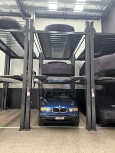 Elevador hidráulico de acero para almacenamiento de automóviles, apilador triple de 24 V con múltiples alturas de estacionamiento, diseño de elevador de estacionamiento de 4 postes, tipo hidráulico - Product Image 3