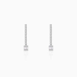 ต่างหูแฟชั่นหยดน้ำสีเงินแวววาว - Product Image 1