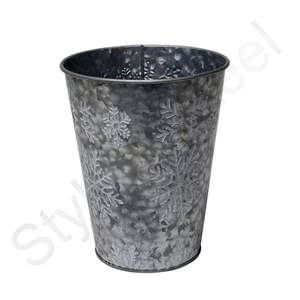 Jardinière ronde avec impression Jardinière galvanisée avec poignée en gaufrage Jardinières intérieures Décor de maison et de jardin - Product Image 4