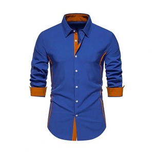 Camisa de algodón 2025 para hombre, camisa de manga larga de Color sólido de alta calidad para hombre, camisas informales con cuello vuelto de primavera para hombre, Top de viaje - Product Image 6