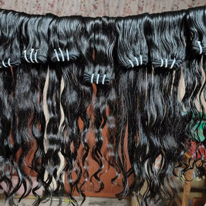 Alta calidad a granel ondulado 100% humano Remy solo dibujado extensiones de cabello crudo Color negro cabello indio virgen Natural - Product Image 6