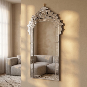 Trade Assurance Salon Stations Full Length Long Art Deco Handmade MDF Wood Framed Decorative Venetian <strong>Flowers</strong> Wall <strong>Mirror</strong> - Product Image 1