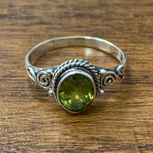 2.6 Grams <b>Peridot</b> Gemstone <b>Ring</b> 14K Yellow Gold Cut Stone Statement Style Gold Plated Number Pattern for Everyday Wear Weddings - Product Image 1
