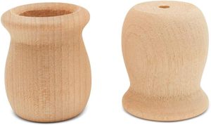 Bougeoirs en pot de haricots 1-5/8 pouces, 29/32 trous, paquet de 12 bougeoirs en bois non finis, tournages pour l'artisanat - Product Image 3