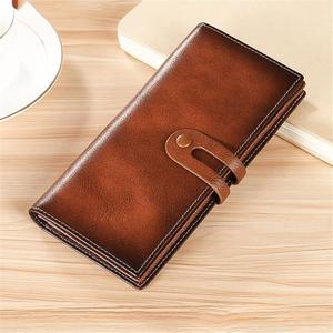 Cartera de cuero unisex RFID bloqueo con cadenas decoración venta al por mayor precio de fábrica cartera marrón amarillento con cremallera para viajes - Product Image 5