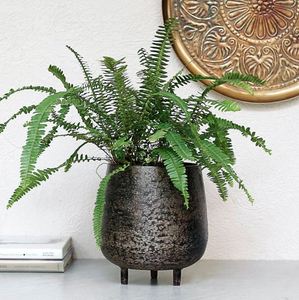 Jardinière en métal texturé noir décoration de maison et de jardin décorations de mariage cadeau de Noël - Product Image 5
