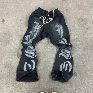 Pantalon de survêtement évasé décontracté pour homme avec broderie personnalisée Pantalon de jogging en coton et pantalon délavé à l'acide Design baggy avec cordon de serrage - Product Image 5