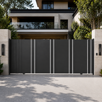 Porte coulissante électrique en alliage d'aluminium, design moderne, résistante à l'eau, pour cour, villa, double porte, extérieur, jardin, allée