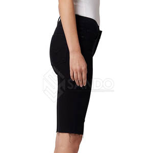 Short en jean élégant de couleur unie pour femmes de haute qualité respirant 100% coton décontracté nouvelle version prix de gros - Product Image 1
