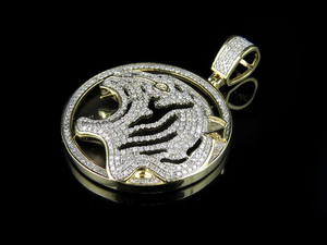 Pendentif personnalisé en argent S925 plaqué or rose avec moissanite tête de tigre 1,65 CT, glacé, hip hop, pour homme - Product Image 3