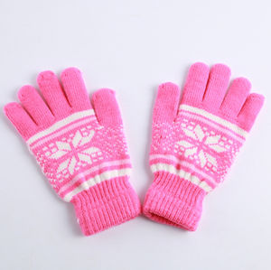Women's Custom Winter <b>Gloves</b> 100% Acrylic Knitted with Jacquard Pattern Warm for Daily Party Cycling Sports Casual Use with Logo - Product Image 3