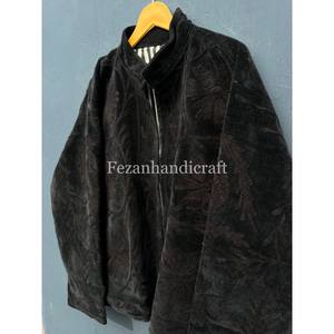 Indian <b>Velvet</b> Embroidered Jacket <b>Coat</b> Hand Stitch Suzani <b>Coat</b> Inside Cotton Lining Jacket With Two Side Pockets Boho Hippie - Product Image 4
