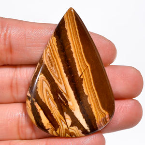 Cabujones de jaspe Biggs naturales australianos, piedras preciosas sueltas de corte ovalado de pera pulida para la fabricación de joyas, alambre de patrones escénicos únicos - Product Image 2