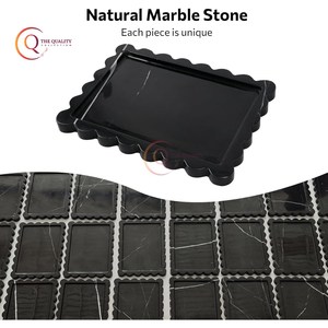 Plateau de service en marbre noir fait à la main avec plateau décoratif unique plateau de service plaqué alimentaire pour maisons et hôtels, nouvel arrivage - Product Image 4