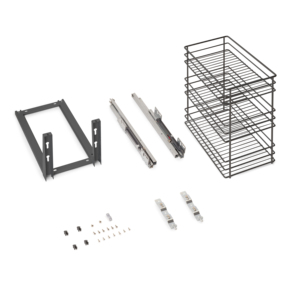 Emuca Titane 300 mm carrello estraibile in acciaio grigio antracite con portaoggetti con chiusura morbida - Product Image 1
