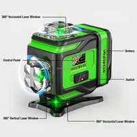 Niveau laser vert compact PINENG 4D 16 lignes pour extérieur, rotation automatique 360°, usage industriel et bricolage, haute valeur, garantie 1 an, 12V