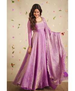 Hermoso vestido de fiesta Anarkali-Pent con Dupatta con trabajo de bordado - Product Image 6