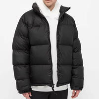 Blouson matelassé noir pour homme, col montant, fermeture éclair, imperméable, coupe-vent, manteau d'hiver décontracté, rembourrage en polyester épais, coupe ample