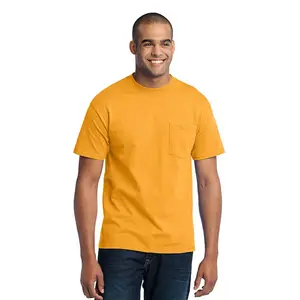 T-shirt à col rond à manches courtes pour homme avec poche-Or-Liquidation