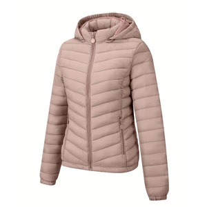 Chaqueta de Invierno Ligera con Capucha Negra y Bolsillos, Prenda Exterior Elegante de Manga Larga, Material de Nailon, Diseño con Cierre - Product Image 3