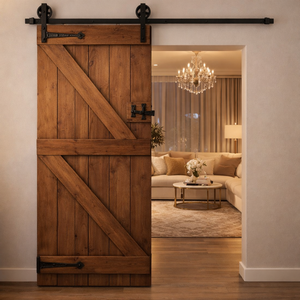 Solid Wood Black <b>Sliding</b> <b>Barn</b> <b>Door</b> | Luxury Interior <b>Door</b> Living Room | Industrial Farmhouse Hardware Custom Sizes Premium Desxx - Product Image 1