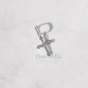 Pass Diamond Tester 925 plata esterlina chapado en oro blanco VVS Moissanite diamante hombres collares Moissanite Cruz colgante - Product Image 5