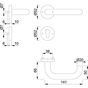 Juego de Rosetas de Acero Inoxidable Paris E138/42H/42HKVS F69 en Forma de U PZ DIN Izquierda/Derecha D/D HOPPE - Product Image 4