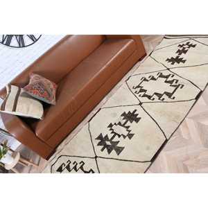 Alfombra de 3.1x10.1 pies, Alfombra Turca Vintage, Alfombra a Cuadros Marrón Herki - Product Image 4