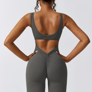 Combinaison de sport sexy sans dos pour femme, respirante, pour l'extérieur, avec effet froncé aux fesses, idéale pour la gym, l'entraînement et le yoga - Product Image 5