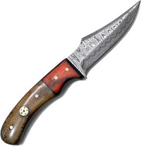 Couteau de skinner d'extérieur en acier damas fait à la main avec gaine en cuir pour la chasse et le camping Support OEM - Product Image 1