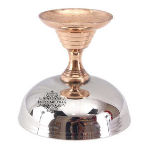 Taza de helado de acero puro Indian Art Villa con soporte de cobre, taza de metal hecha a mano con elegante soporte de cobre - Product Image 4