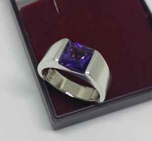 Bague pour homme en améthyste naturelle Bague de mariage en argent sterling 925 faite à la main Cadeau de pierres précieuses de février pour lui - Product Image 2