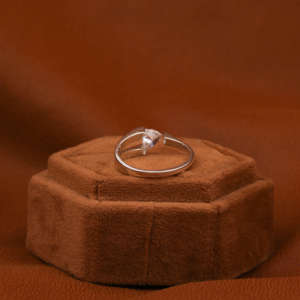 Trillion Cut Single Side Split Shank Engagement Ring With Tiny Round Lab Grown Diamond in 14KT <b>Solid</b> Gold for Engagement - Product Image 3