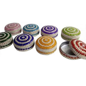 Decorated <b>Pill</b> <b>Box</b> with Mirror & Beads Work, Lac Item Gift <b>Box</b> Vintage Style Home Decor <b>Pill</b> <b>Box</b> - Product Image 3