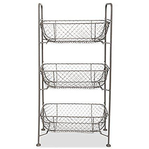 Panier en fil de fer métallique de style antique à 3 niveaux, forme personnalisée, finition noire, pour table à manger, fruits, légumes, rangement - Product Image 4