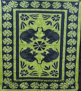 Tela de Algodón con Diseño de Batik y Estampado de Elefantes, 4 Colores, Tapiz para Colgar en la Pared, Sábana para Decoración del Hogar y Ropa de Cama GC-TP-164 - Product Image 1