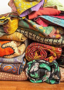 100% hữu cơ cổ điển kantha bông QUILT 55*85 inch handmade hoa mẫu Linen ném mềm mại và thoải mái từ Ấn Độ - Product Image 6