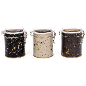 Coffret rond en métal (lot de 3) Fermoir en fil de 90x100mm de diamètre et couvercle transparent Terrazo Terrazo Design - Product Image 1